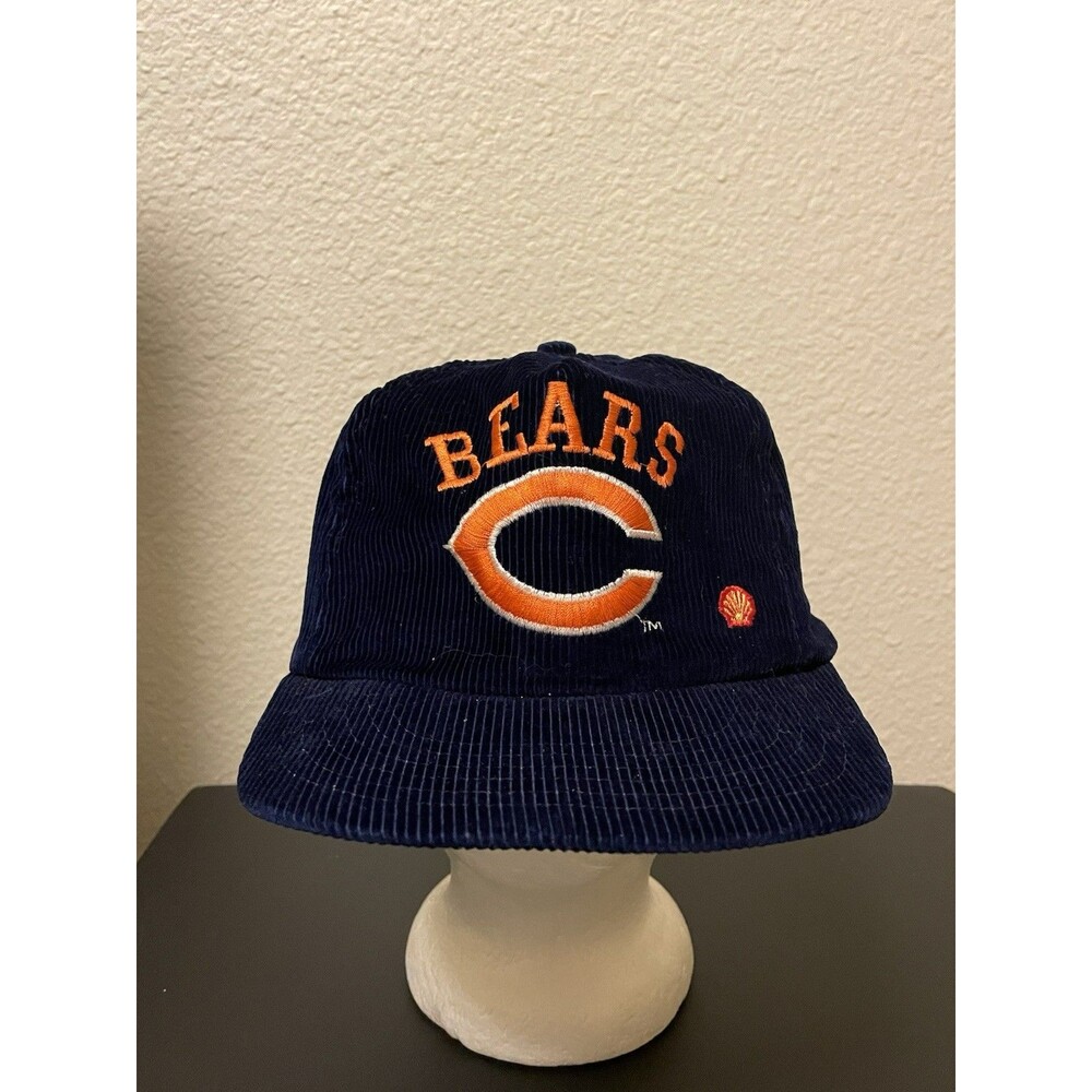 Vintage Chicago Bears Shell Corduroy Logo Snapback Hat Cap Navy Blue Mens NFL